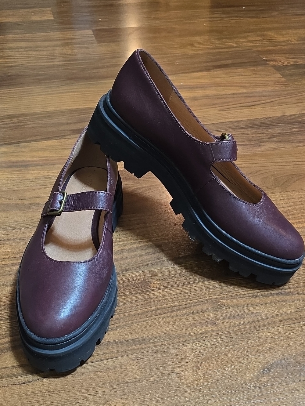 Madewell The Freya Platform Lugsole Mary Jane - Dark Cabernet